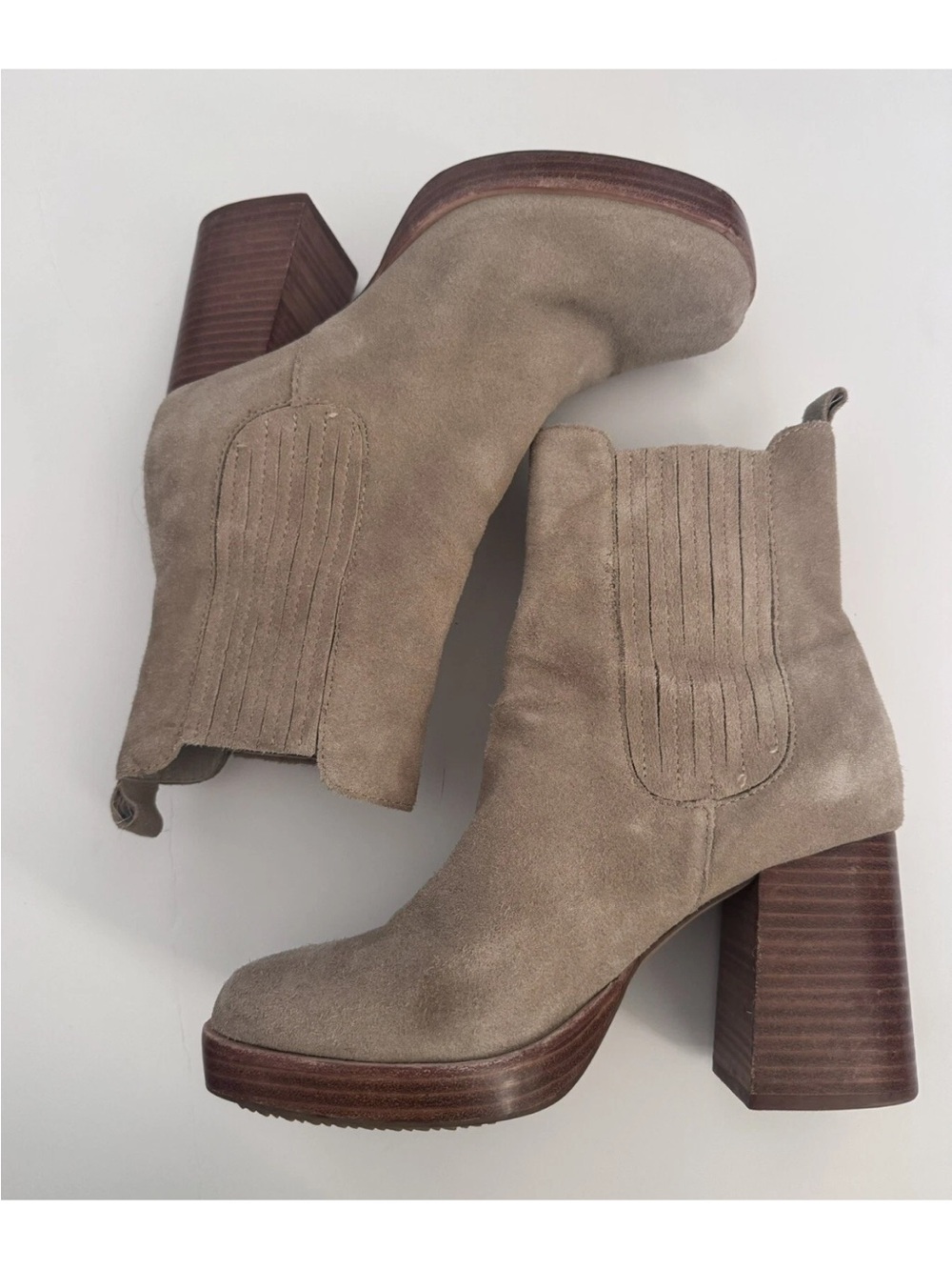 Kelsi Dagger Brooklyn Racer Fawn Tan Suede Ankle Boots Platform Women Chelsea 9